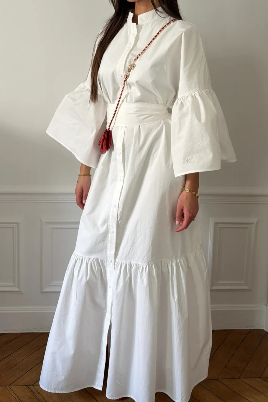 Elena Flared Sleeve Button Maxi Dress