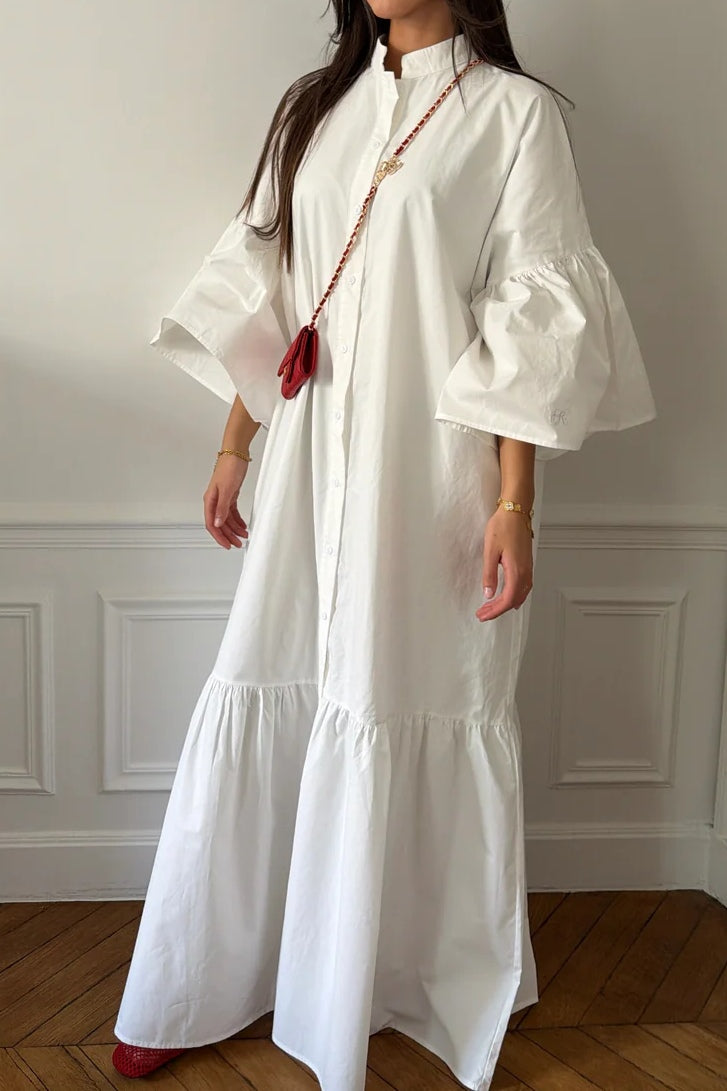 Elena Flared Sleeve Button Maxi Dress