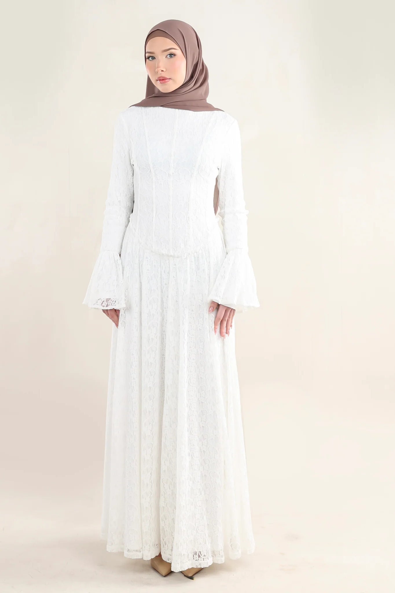 Corset Seam Lace Texture Maxi Dress