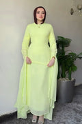 Nur Round Neck Streamer Sleeve Maxi Dress-Green