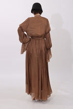 Celeste Ruffle V Neck Shimmer Maxi Dress