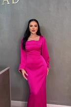 Layla Crystal Strap Flare Sleeve Midi Dress-RoseRed