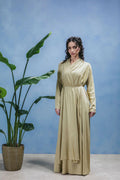 Amira Minimalist Wrapped Front Silk-Texture Flowing Abaya