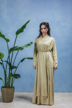 Amira Minimalist Wrapped Front Silk-Texture Flowing Abaya