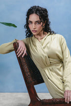 Amira Minimalist Wrapped Front Silk-Texture Flowing Abaya