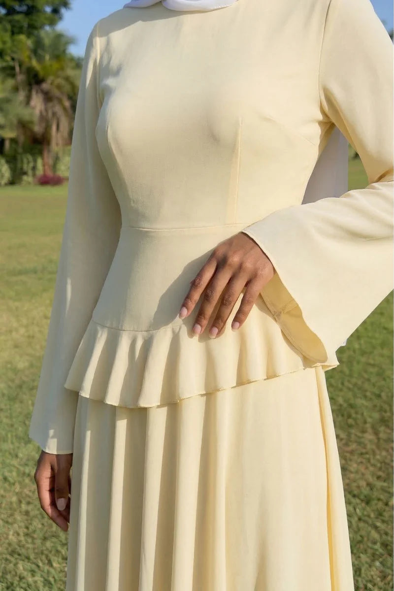 Elegant Luxury Lightweight Long Sleeve Maxi Dress-Yellow