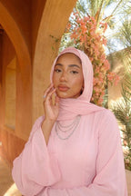 Elegant Luxury Lightweight Long Sleeve Maxi Dress-Pink
