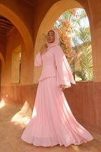 Elegant Luxury Lightweight Long Sleeve Maxi Dress-Pink