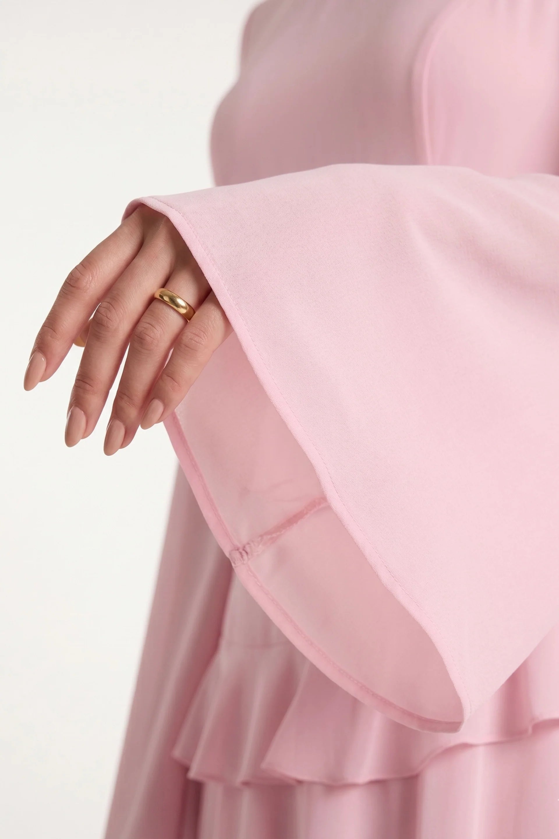 Elegant Luxury Lightweight Long Sleeve Maxi Dress-Pink