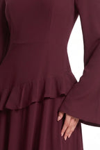 Elegant Luxury Lightweight Long Sleeve Maxi Dress-Red
