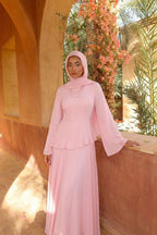 Elegant Luxury Lightweight Long Sleeve Maxi Dress-Pink
