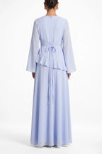 Elegant Luxury Lightweight Long Sleeve Maxi Dress-Blue