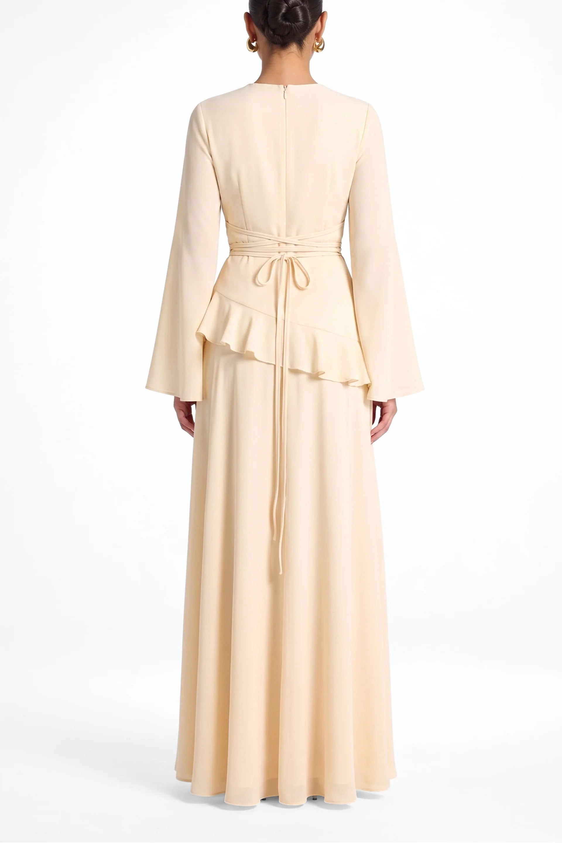Elegant Luxury Lightweight Long Sleeve Maxi Dress-Yellow