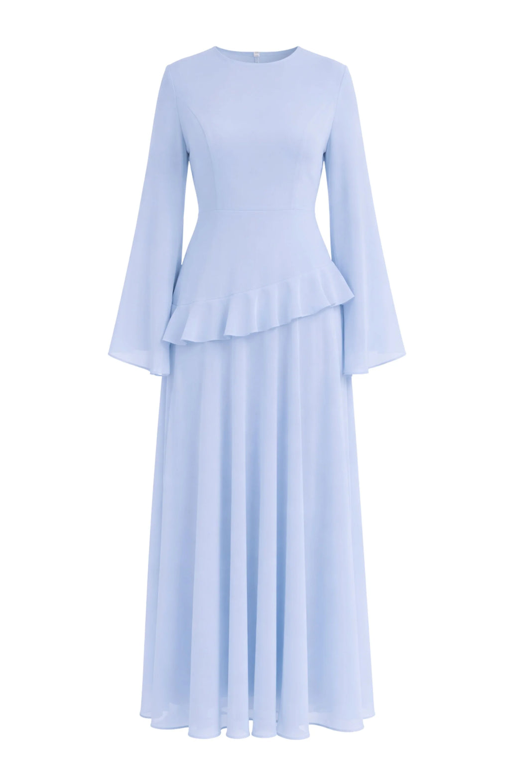 Elegant Luxury Lightweight Long Sleeve Maxi Dress-Blue