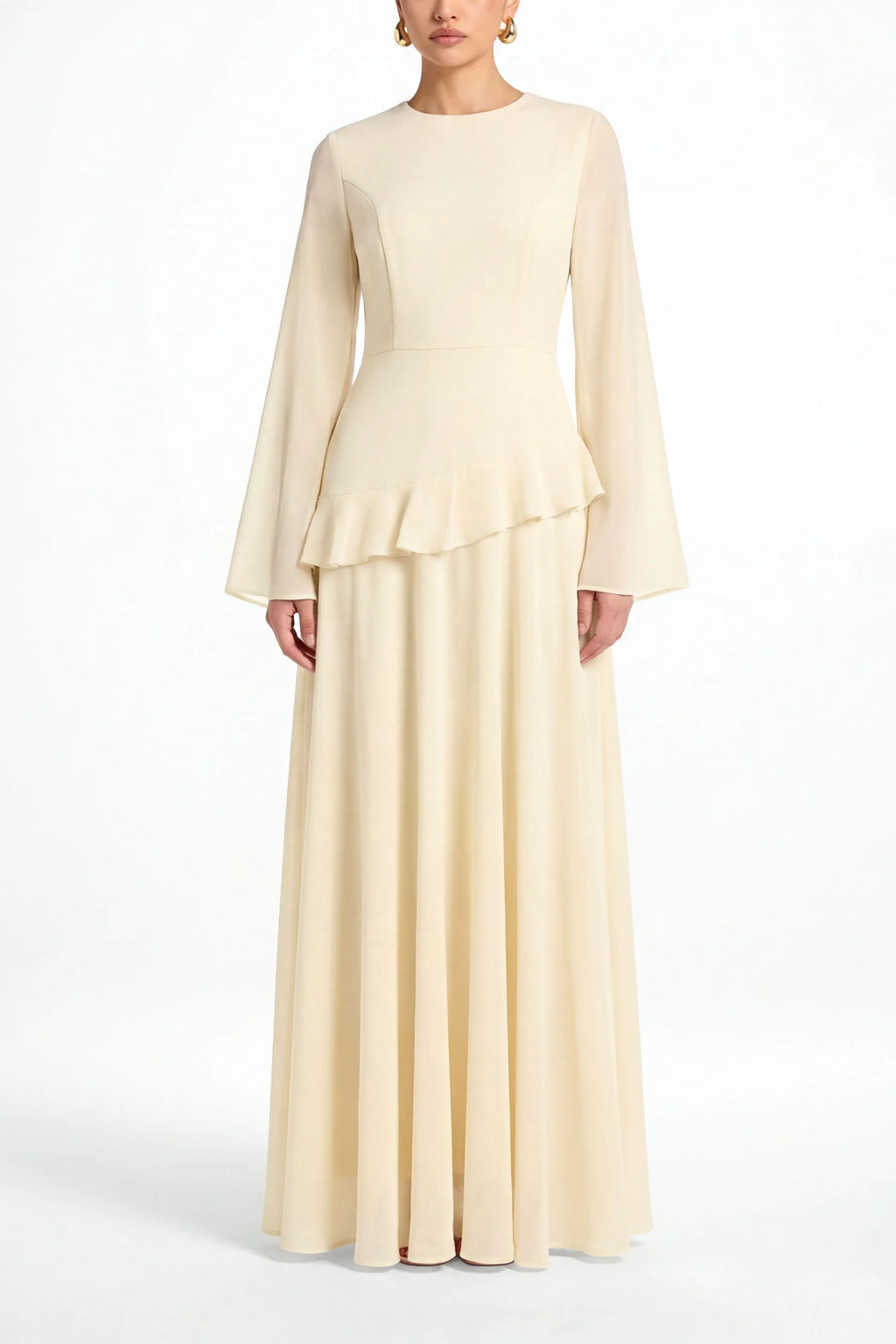Elegant Luxury Lightweight Long Sleeve Maxi Dress-Yellow