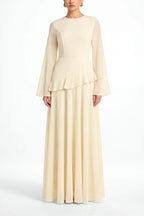 Elegant Luxury Lightweight Long Sleeve Maxi Dress-Yellow