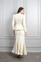 Mary Applique Peplum Skirt Set-White