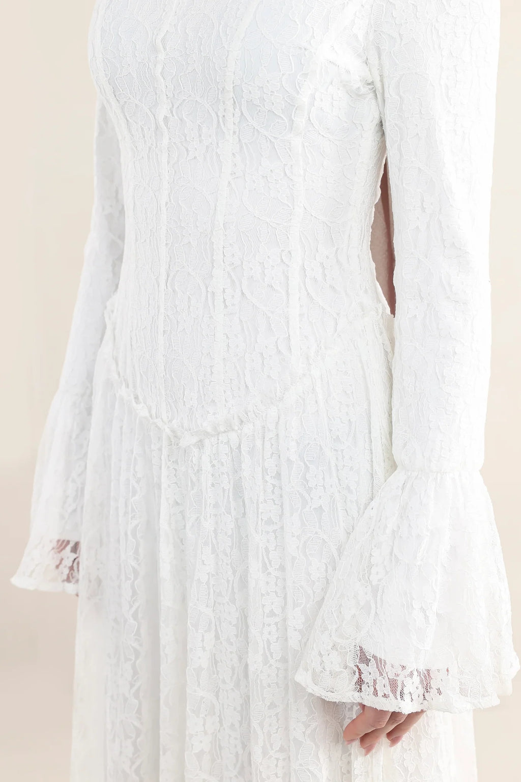 Corset Seam Lace Texture Maxi Dress