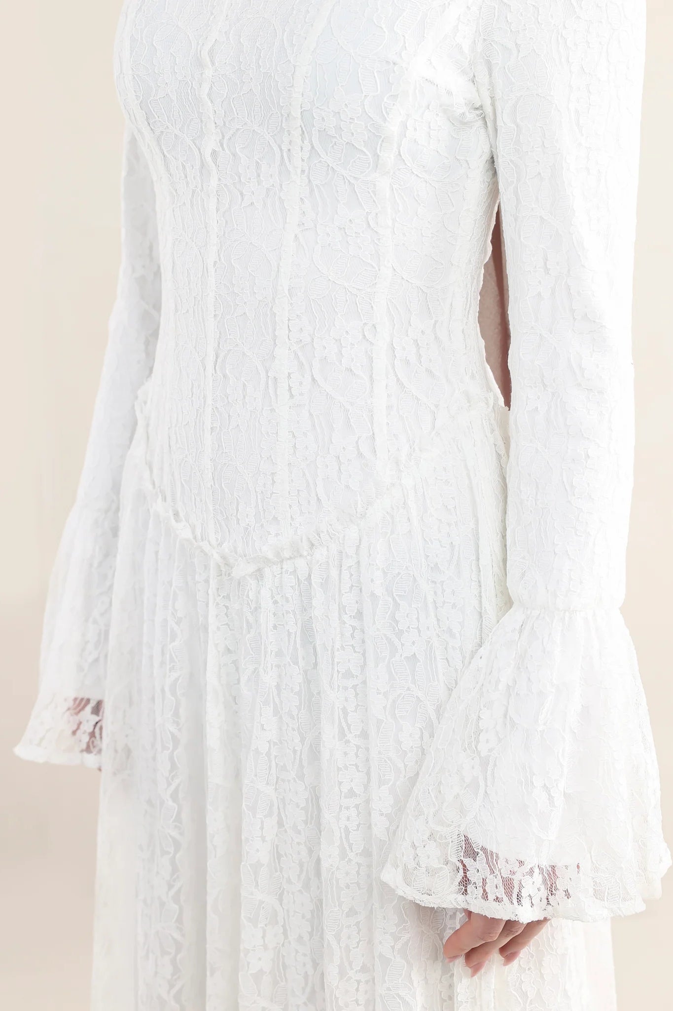 Corset Seam Lace Texture Maxi Dress