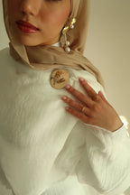 Airy Crinkled Chiffon Modest Dress-White