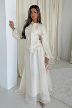Luminous Organza Tie Neck Maxi Dress-White