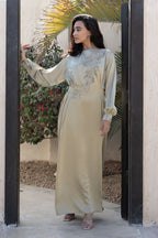 Alia Embroidered Satin Gown
