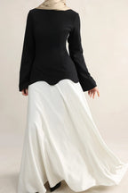Scalloped Hemline Flared Sleeve Maxi Dress