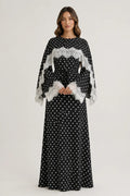 Salma Polka Dot Lace Cape Sleeve Maxi Dress