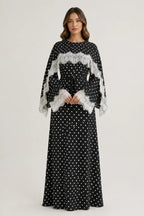 Salma Polka Dot Lace Cape Sleeve Maxi Dress