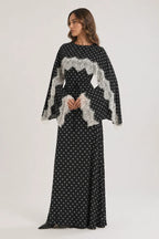 Salma Polka Dot Lace Cape Sleeve Maxi Dress