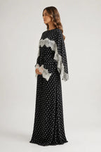 Salma Polka Dot Lace Cape Sleeve Maxi Dress