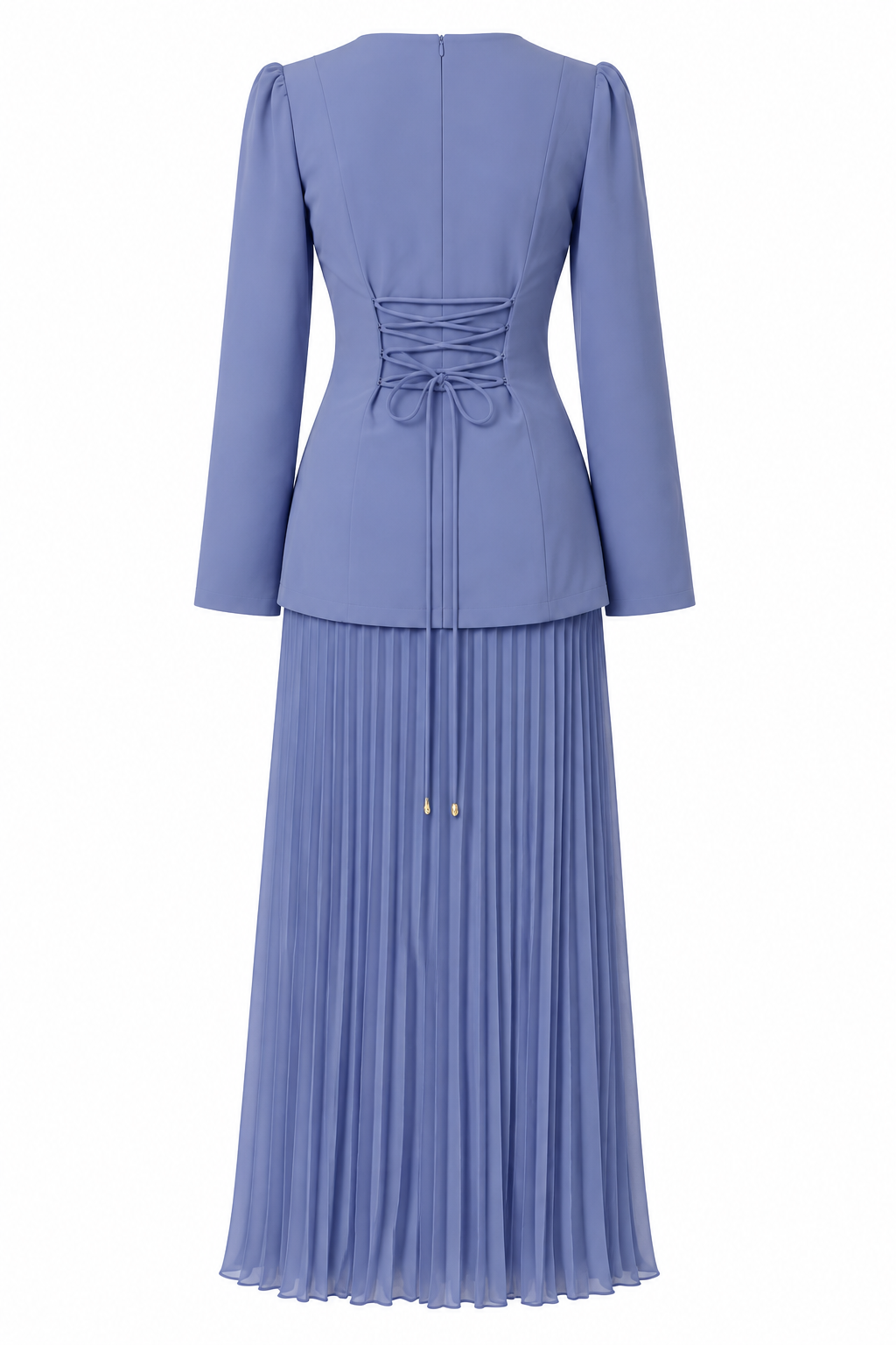 Emily Rhinestone Pleated Maxi Dress-Blue