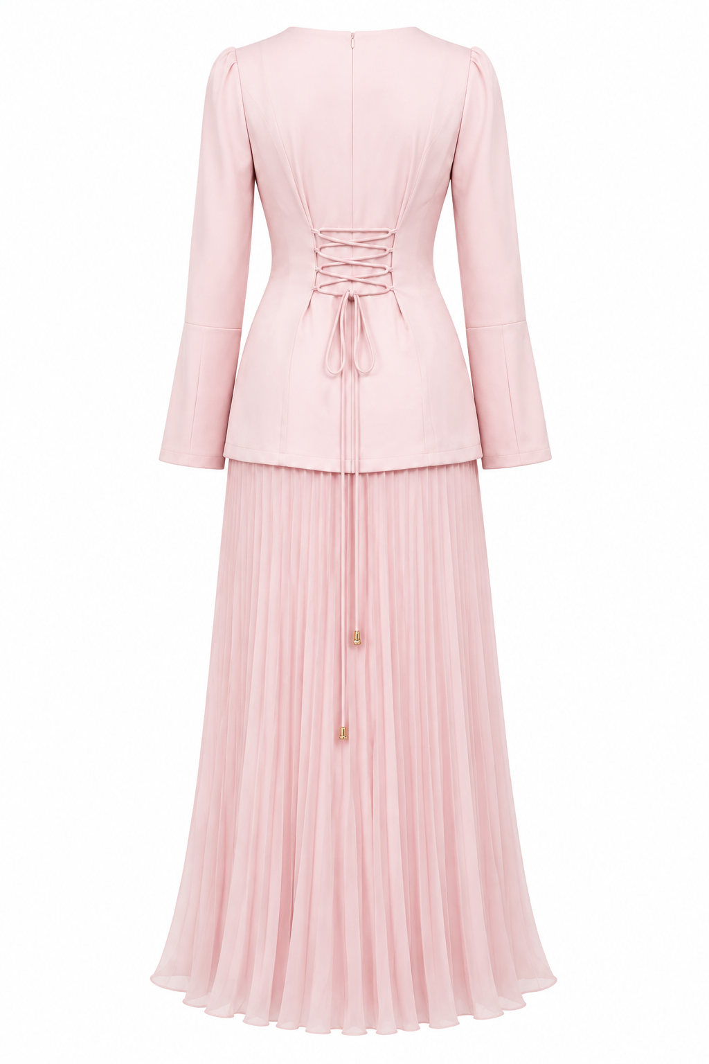 Emily Rhinestone Pleated Maxi Dress-Pink