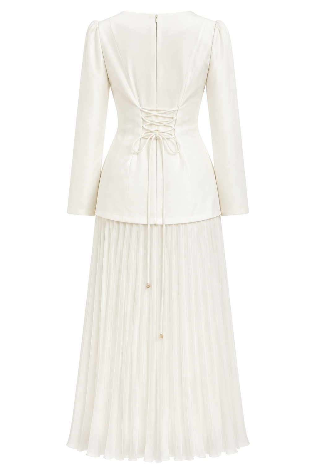 Emily Rhinestone Pleated Maxi Dress-White