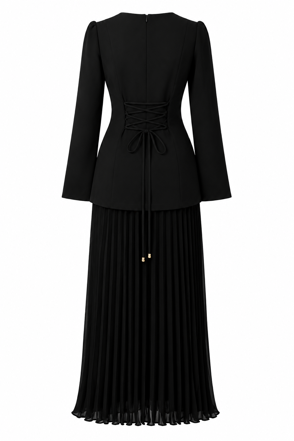 Emily Rhinestone Pleated Maxi Dress-Black