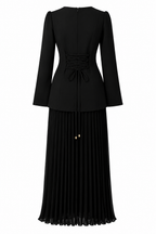 Emily Rhinestone Pleated Maxi Dress-Black