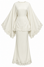 Amira Lace Trim Cape Sleeve Two Piece Set