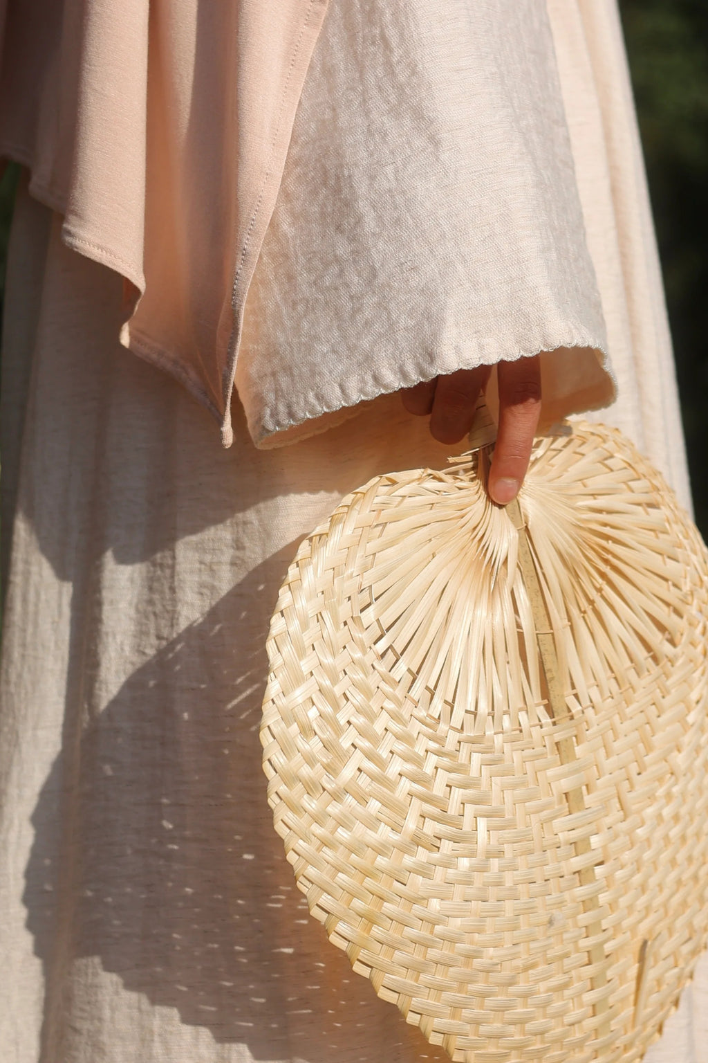 Zoe Draped Shoulder Textured Abaya-Apricot