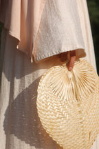 Zoe Draped Shoulder Textured Abaya-Apricot