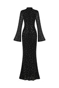 Eurien Choker Long Sleeve Diamond Maxi Dress
