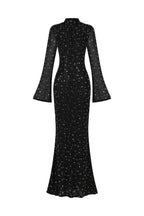 Eurien Choker Long Sleeve Diamond Maxi Dress