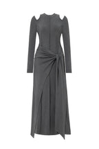 Silas Chic Contour Cut Out Long Sleeve Knot Knit Maxi Dress	