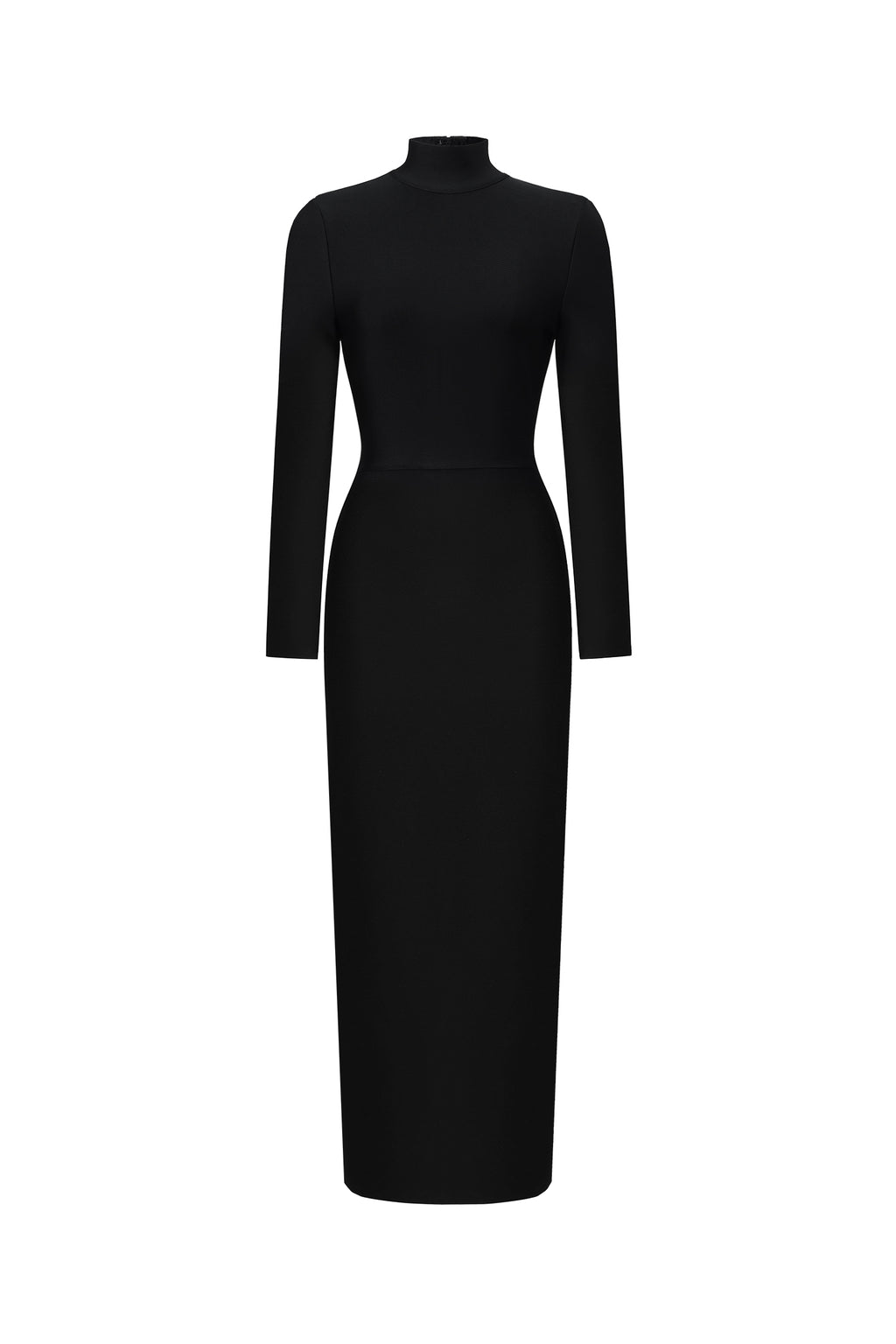 Easton Classic Contour High Neck Long Sleeve Bandage Maxi Dress	