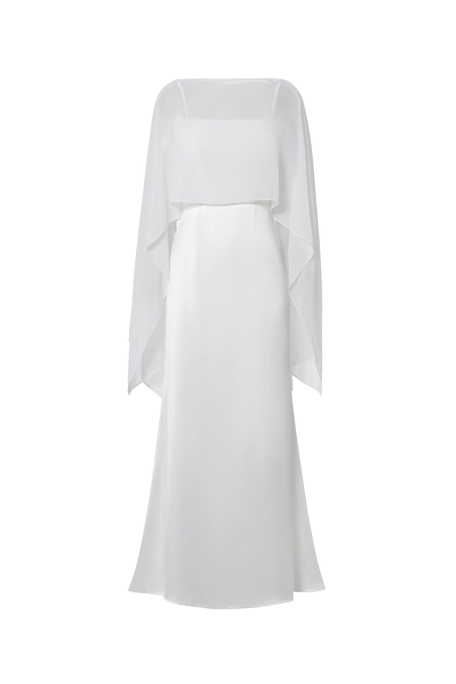 Sinai Elegant Flowy Sleeveless Chiffon Cape Maxi Dress	