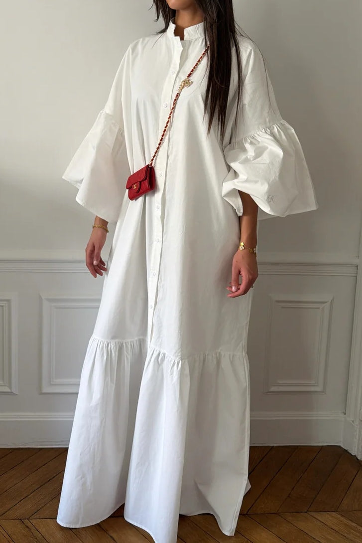 Elena Flared Sleeve Button Maxi Dress