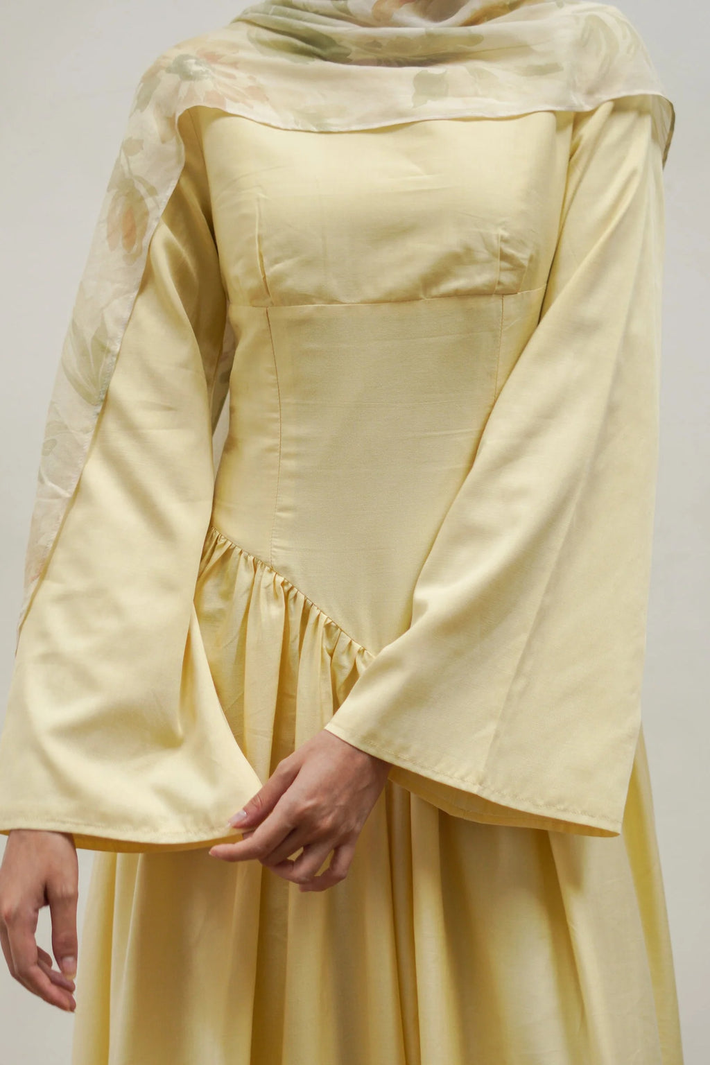 Zora Fitted Flared‑Skirt Modest Dress