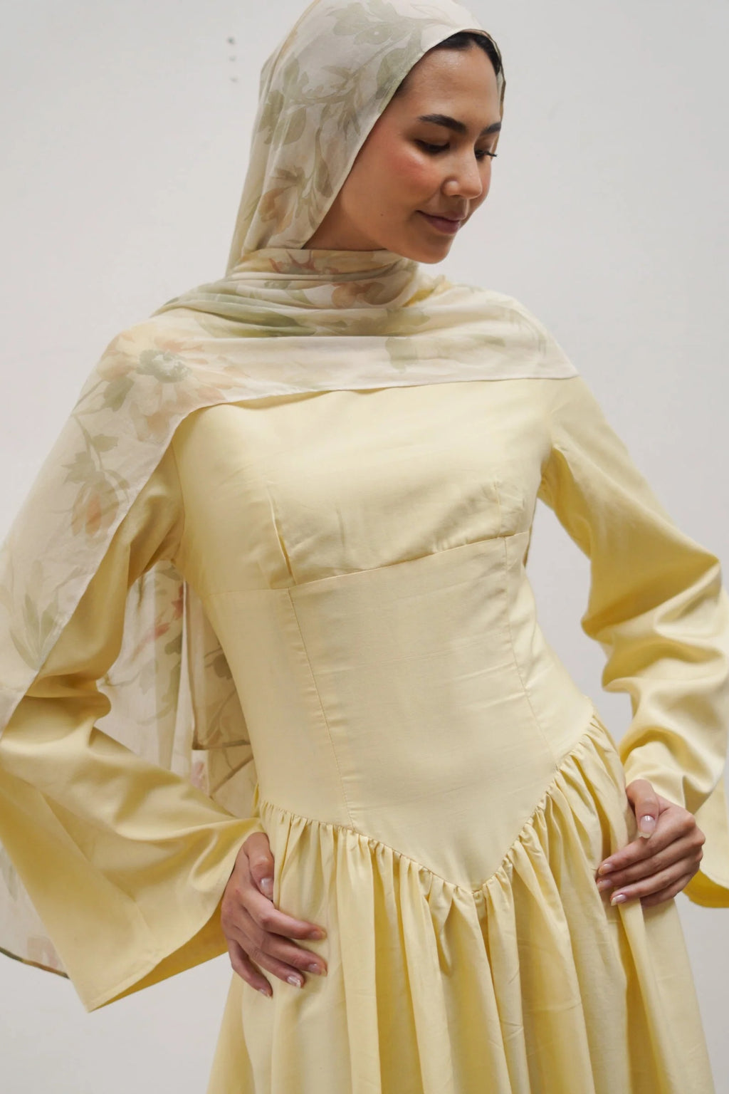 Zora Fitted Flared‑Skirt Modest Dress