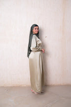 Alia Embroidered Satin Gown