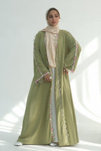 Aisha Floral Lace Trim Open Abaya
