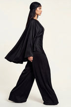 Sarah Cape Sleeve Pant Set-Black